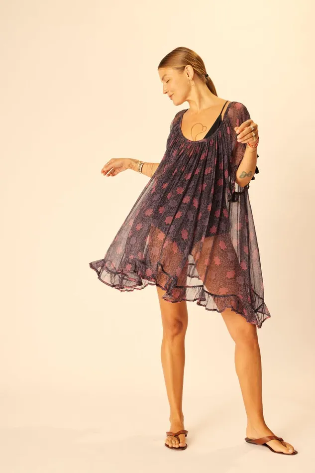 Marina Dress Snowflake Aubergine Women Natalie Martin Dresses