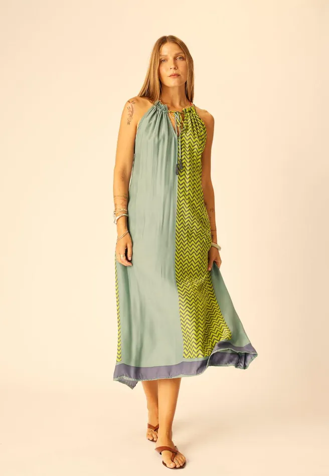 Marlien Dress Block Zigzag Lime Women Natalie Martin Coverups