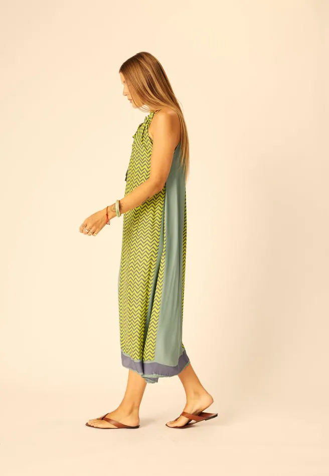 Marlien Dress Block Zigzag Lime Women Natalie Martin Coverups