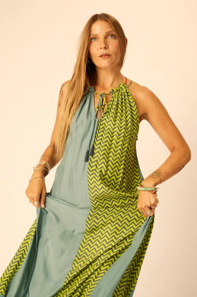 Marlien Dress Block Zigzag Lime Women Natalie Martin Dresses