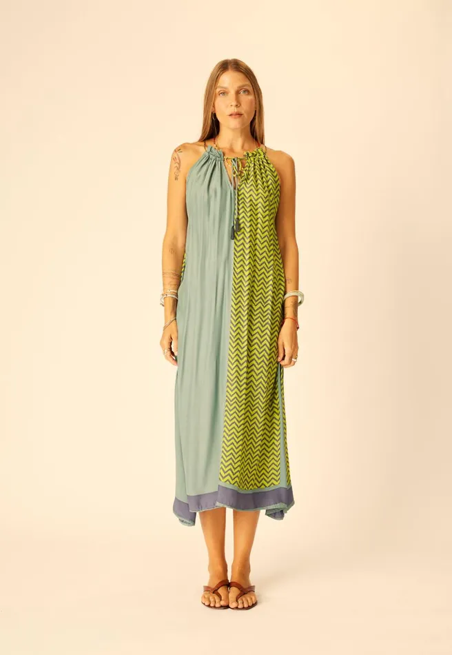 Marlien Dress Block Zigzag Lime Women Natalie Martin Dresses