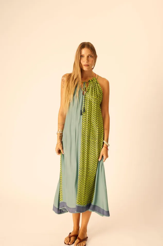 Marlien Dress Block Zigzag Lime Women Natalie Martin Dresses