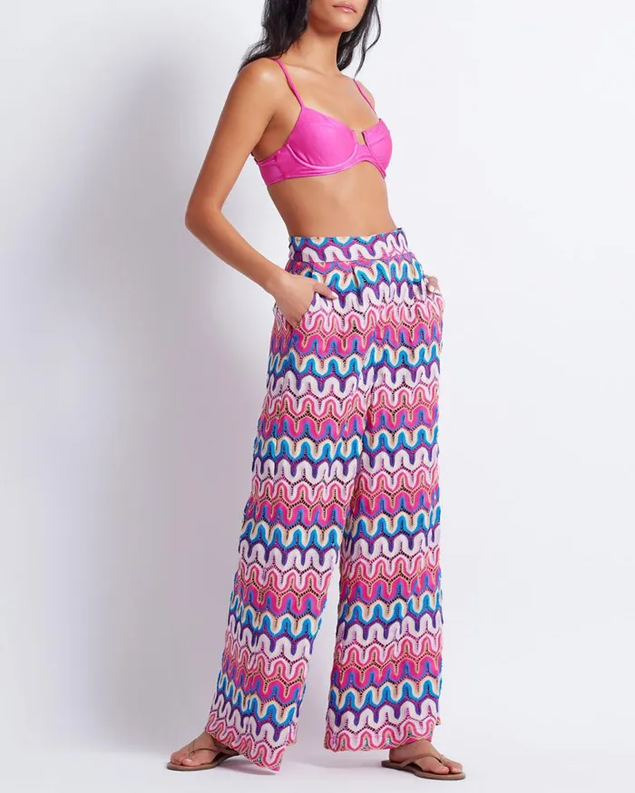 Matching Sets Women Patbo Crochet Wide Leg Pants Pink Multi