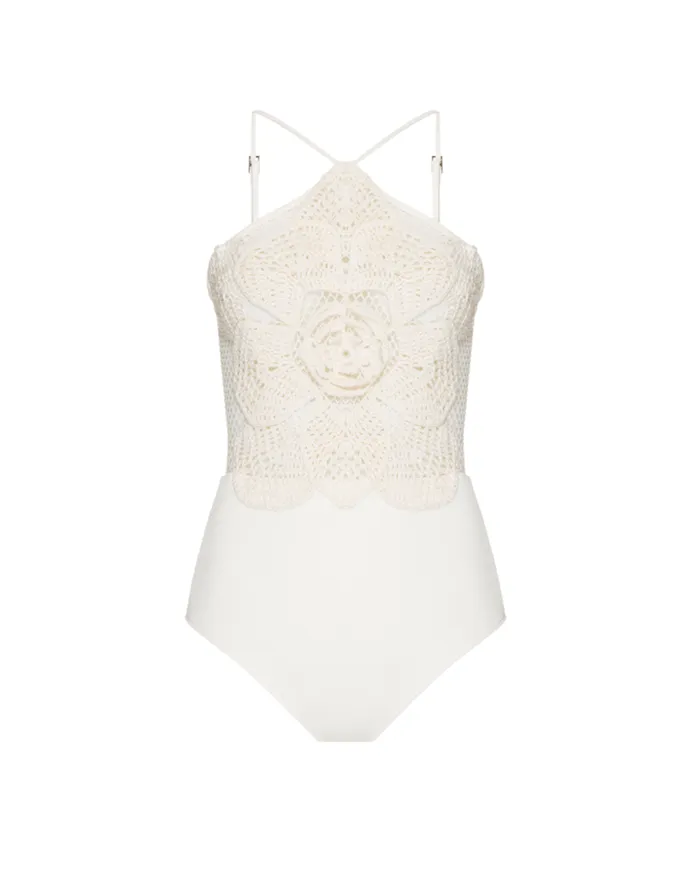 Matching Sets Women Patbo Embroidered Crochet Bodysuit Ivory