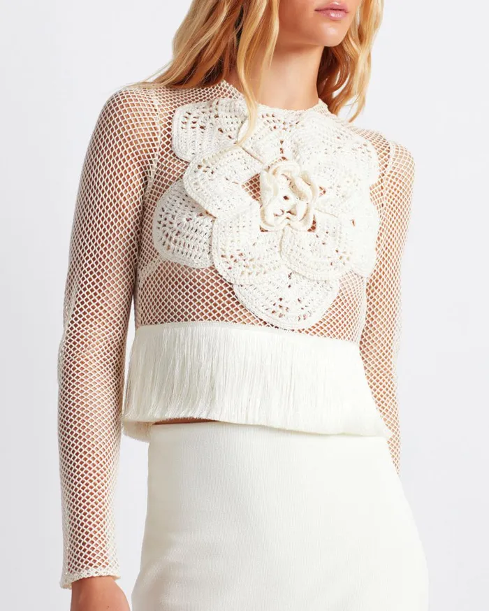 Matching Sets Women Patbo Embroidered Crochet Top Ivory