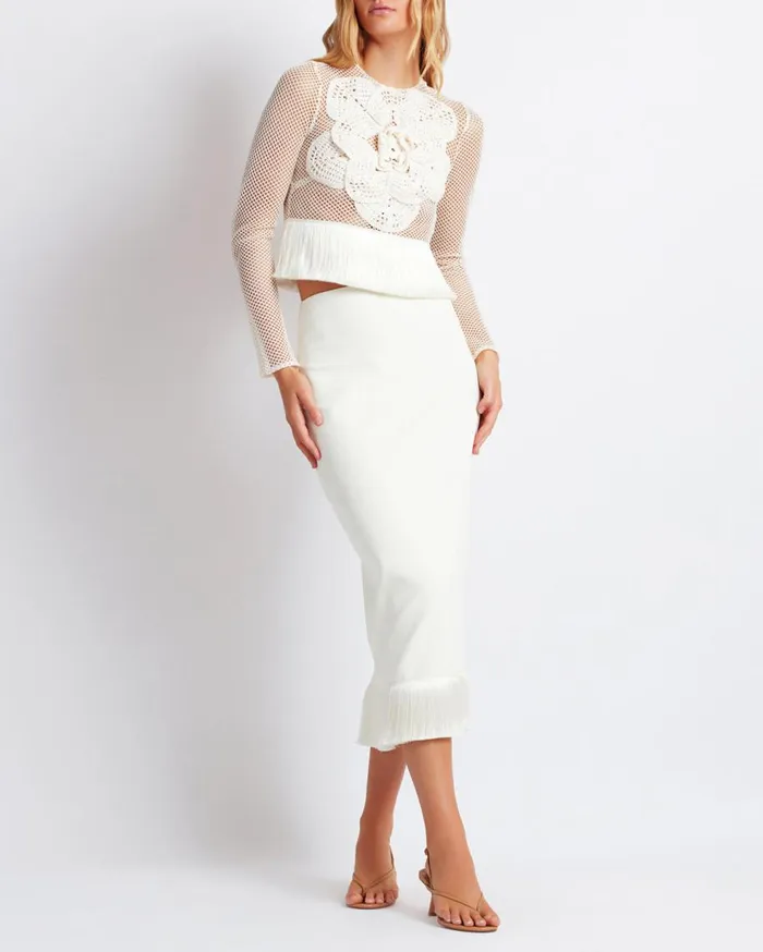 Matching Sets Women Patbo Embroidered Crochet Top Ivory
