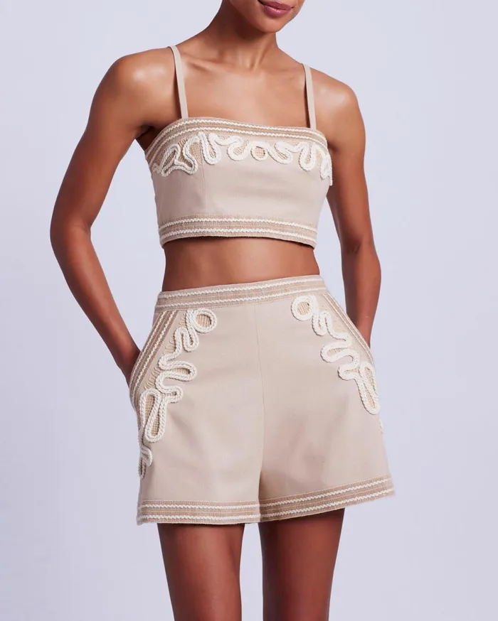 Matching Sets Women Patbo Embroidered Linen Shorts Sand
