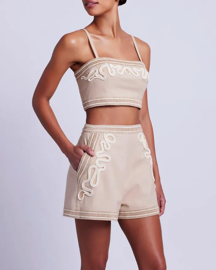 Matching Sets Women Patbo Embroidered Linen Top Sand