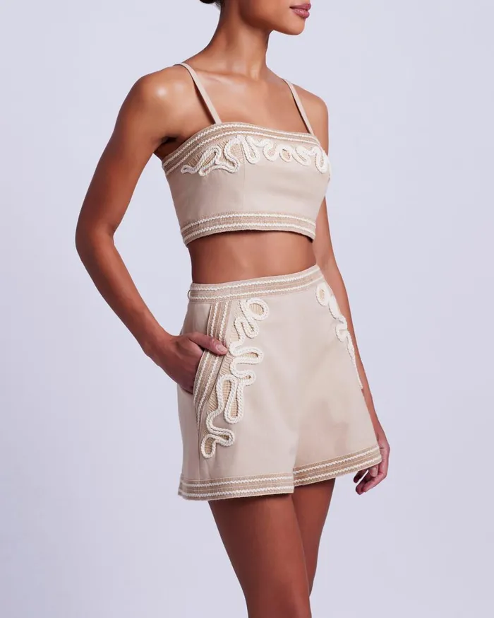 Matching Sets Women Patbo Embroidered Linen Top Sand