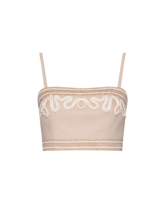 Matching Sets Women Patbo Embroidered Linen Top Sand