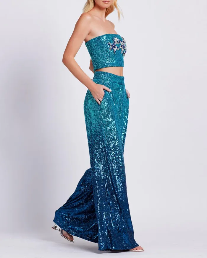 Matching Sets Women Patbo Embroidered Ombre Sequin Top High Tide