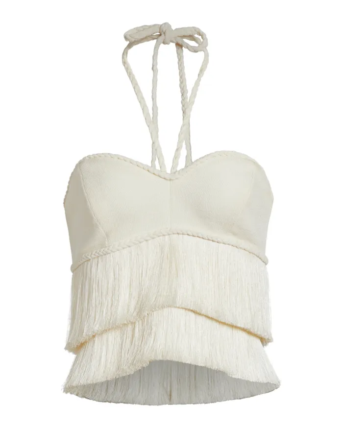 Matching Sets Women Patbo Fringe Halterneck Top Ivory