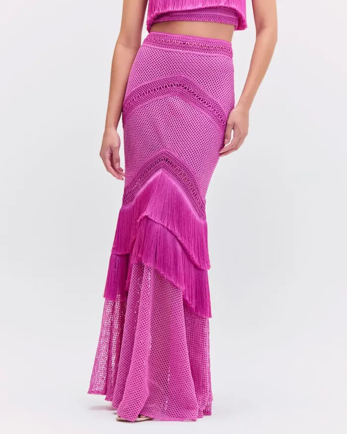 Matching Sets Women Patbo Fringe Maxi Skirt Cerise