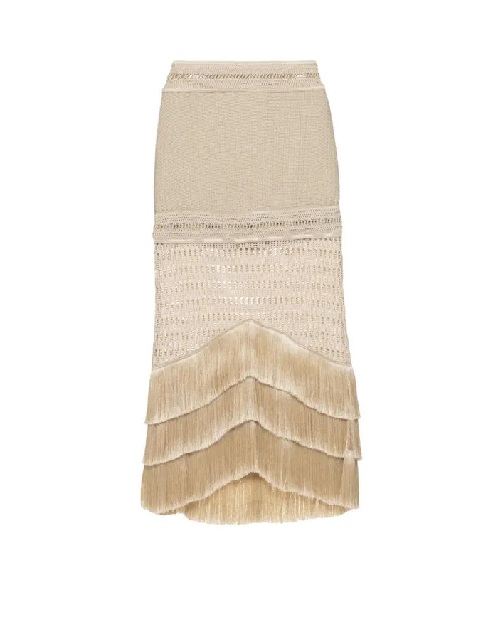Matching Sets Women Patbo Fringe Maxi Skirt Gold