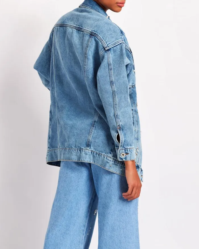 Matching Sets Women Patbo HandBeaded Denim Jacket Denim