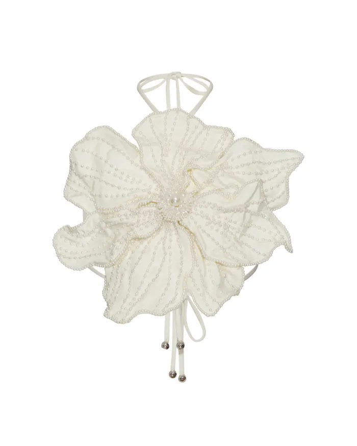 Matching Sets Women Patbo HandBeaded Flower Top White