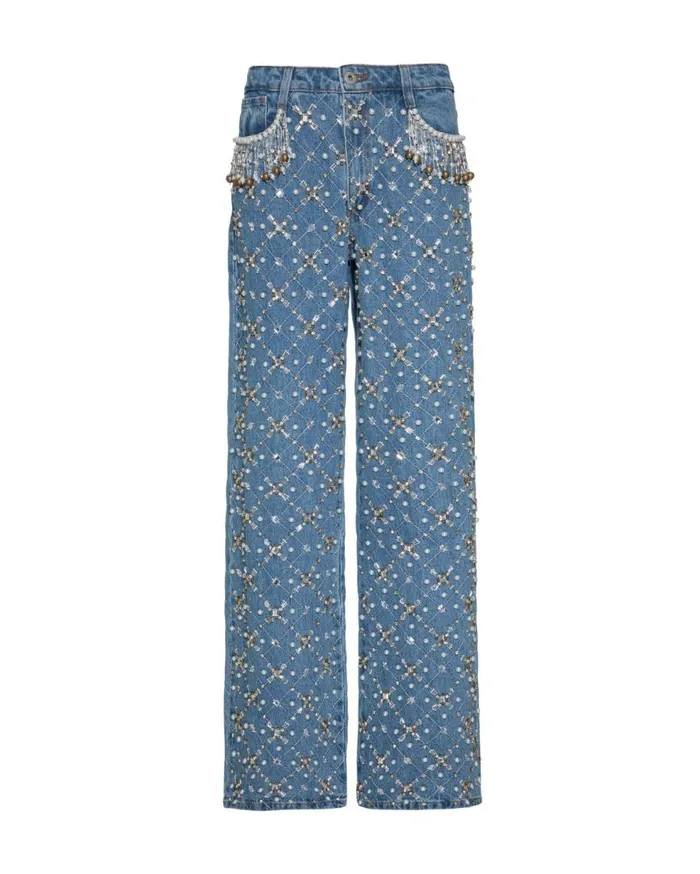 Matching Sets Women Patbo HandBeaded High Waist Jeans Denim