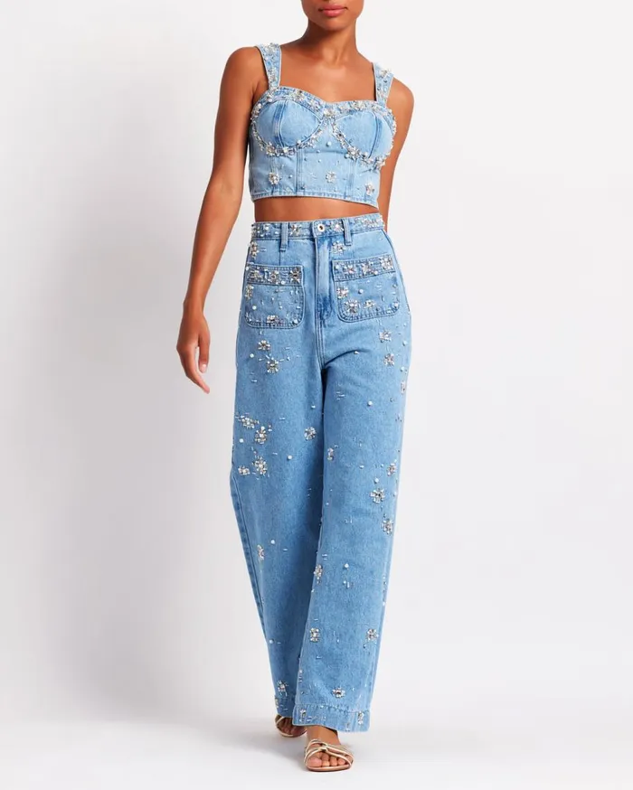 Matching Sets Women Patbo HandBeaded Jeans Denim