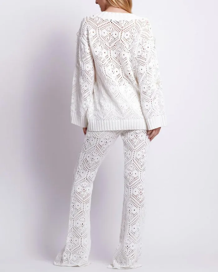 Matching Sets Women Patbo HandBeaded Knit Tunic White