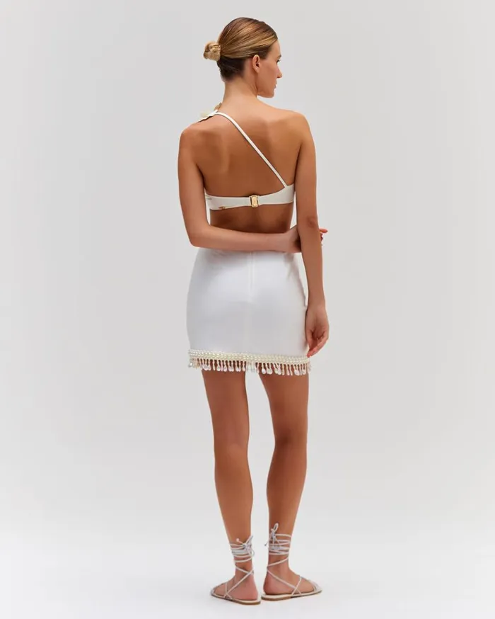 Matching Sets Women Patbo HandBeaded Mini Skirt White