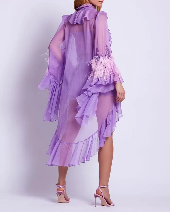 Matching Sets Women Patbo HandBeaded Ruffle Blouse Lilac