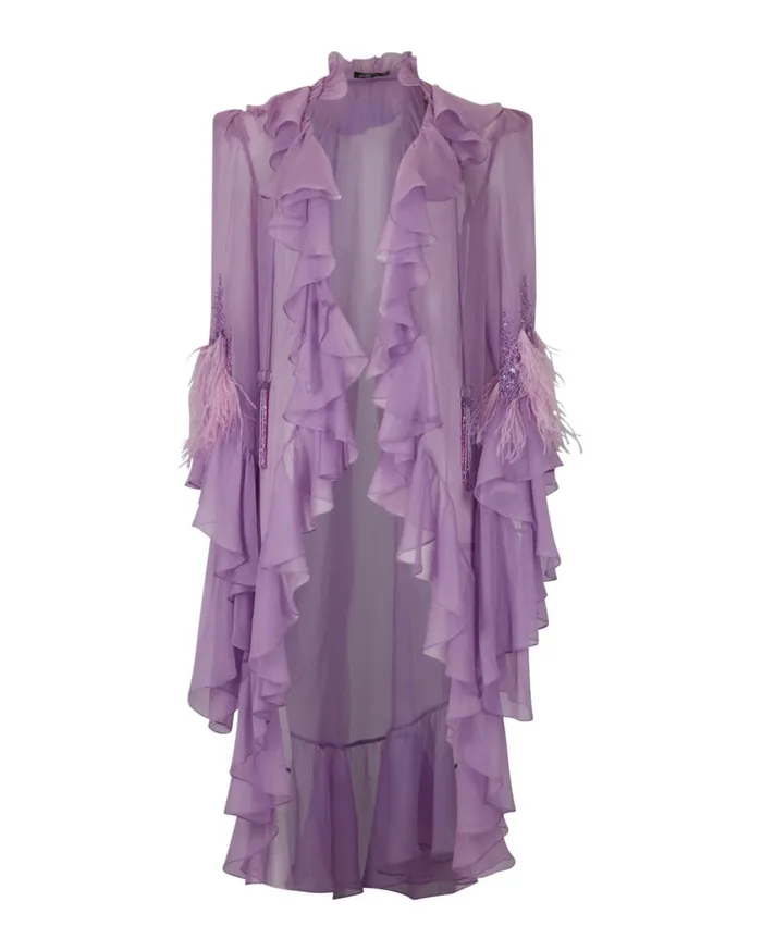 Matching Sets Women Patbo HandBeaded Ruffle Blouse Lilac
