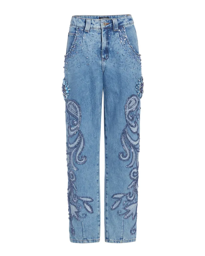 Matching Sets Women Patbo HandBeaded Straight Leg Jeans Denim