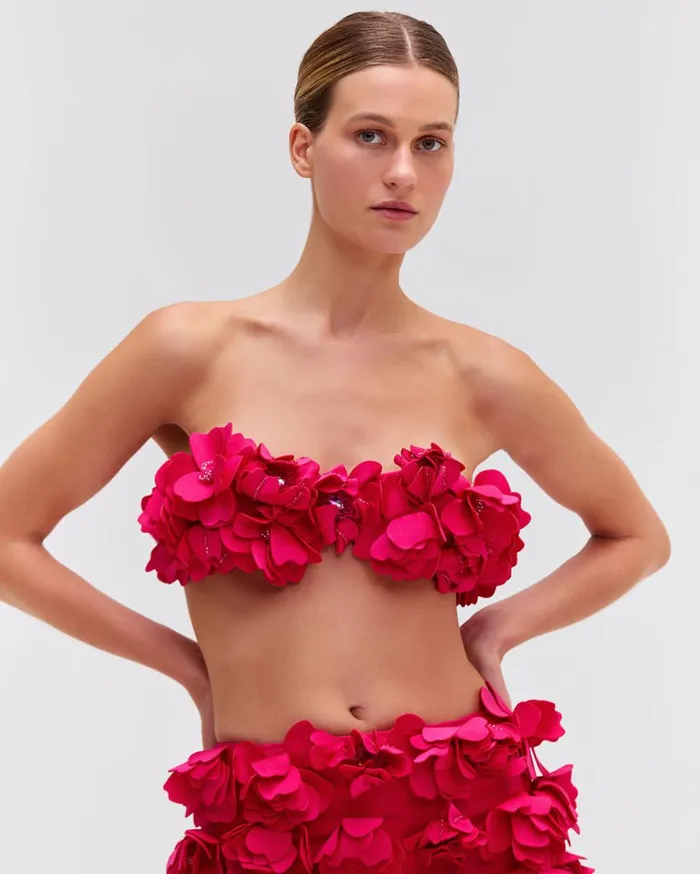 Matching Sets Women Patbo HandEmbroidered 3d Flower Top Cerise