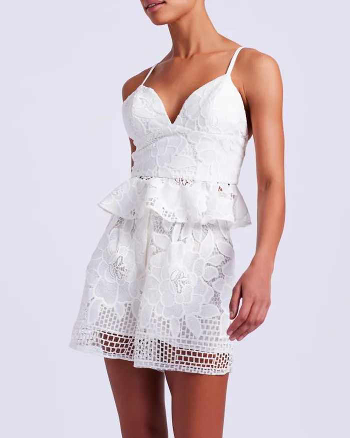 Matching Sets Women Patbo High Waist Lace Shorts White