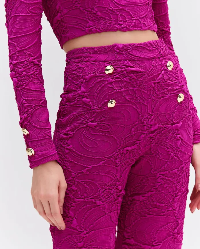 Matching Sets Women Patbo Jacquard Flare Pants Raspberry