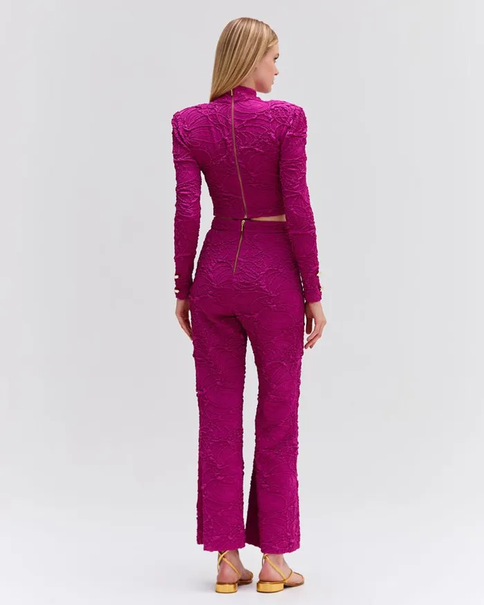 Matching Sets Women Patbo Jacquard Flare Pants Raspberry