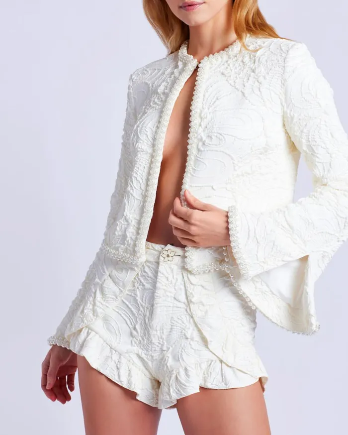 Matching Sets Women Patbo Jacquard Shorts White Matching Sets Women Patbo Jacquard Shorts White