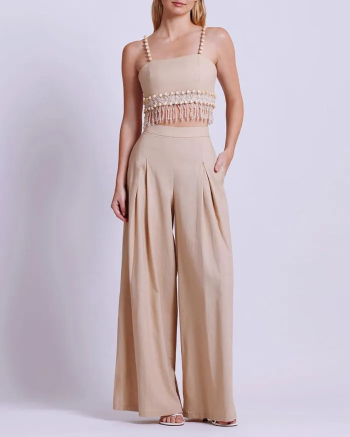 Matching Sets Women Patbo Linen Wide Leg Pant Sand