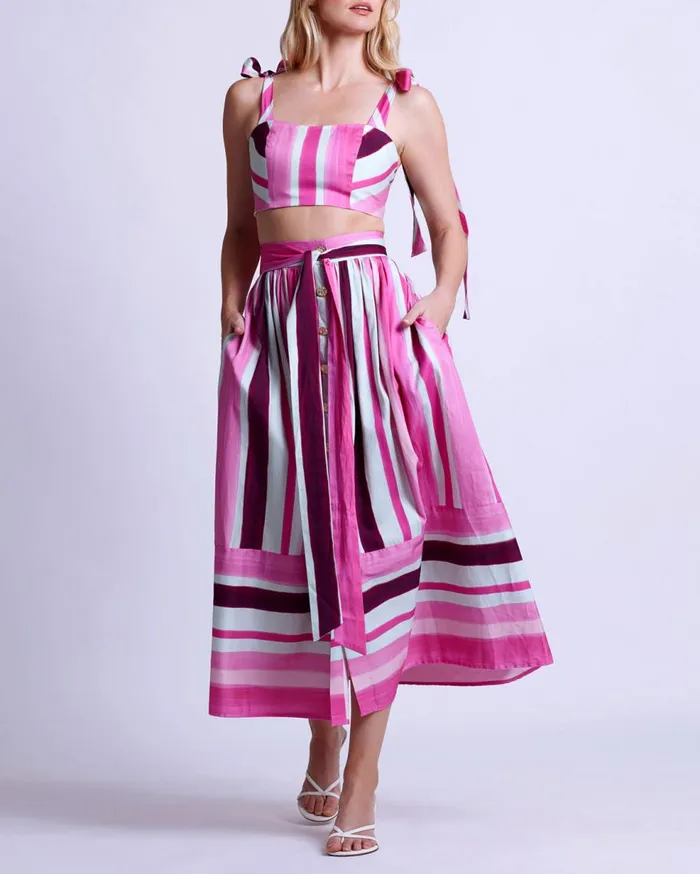 Matching Sets Women Patbo Listra Cotton Cropped Top Magenta