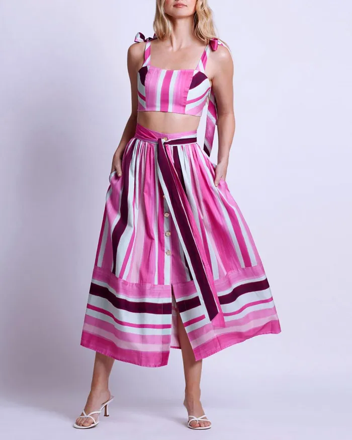 Matching Sets Women Patbo Listra Cotton Cropped Top Magenta