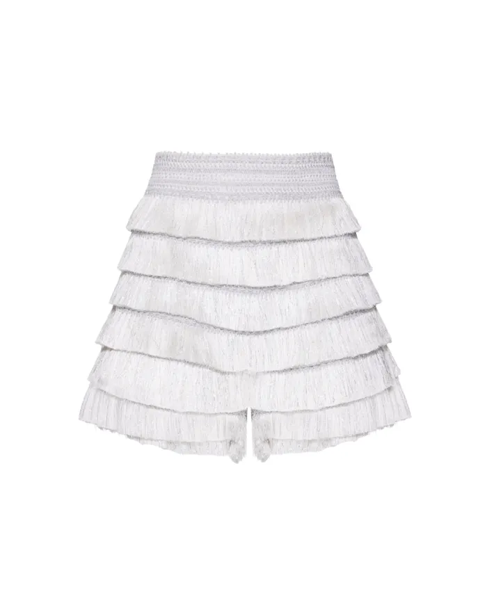 Matching Sets Women Patbo Metallic Fringe Shorts Silver