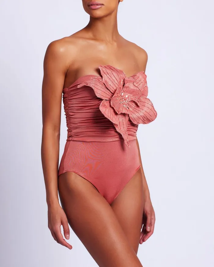 Matching Sets Women Patbo Metallic Jersey Orchid Bodysuit Terracotta