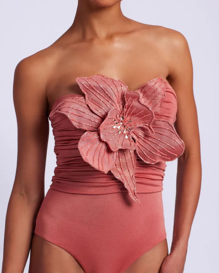 Matching Sets Women Patbo Metallic Jersey Orchid Bodysuit Terracotta