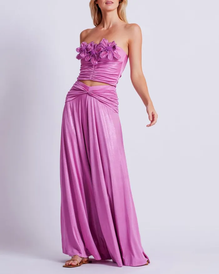 Matching Sets Women Patbo Metallic Jersey Wide Leg Pant Lilac