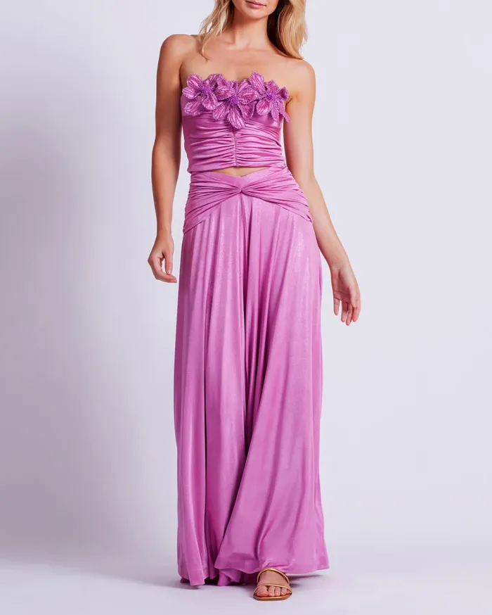 Matching Sets Women Patbo Metallic Jersey Wide Leg Pant Lilac