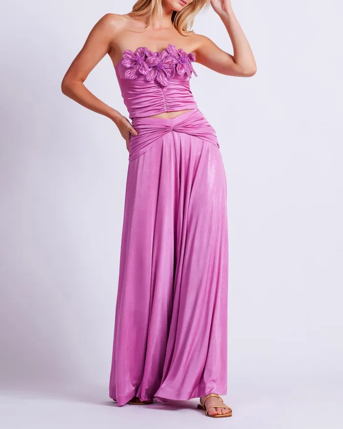 Matching Sets Women Patbo Metallic Jersey Wide Leg Pant Lilac