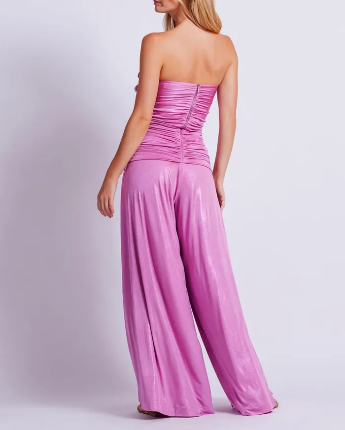 Matching Sets Women Patbo Metallic Jersey Wide Leg Pant Lilac
