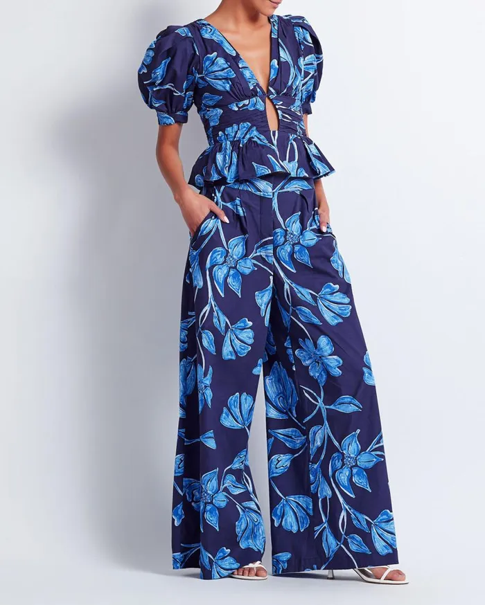 Matching Sets Women Patbo Nightflower Wide Leg Pant Indigo