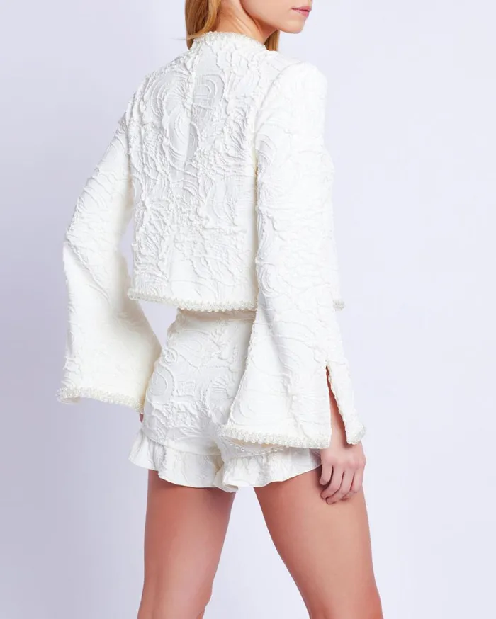 Matching Sets Women Patbo PearlBeaded Jacquard Jacket White