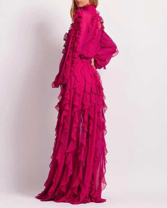 Matching Sets Women Patbo Ruffle Maxi Skirt Fuchsia