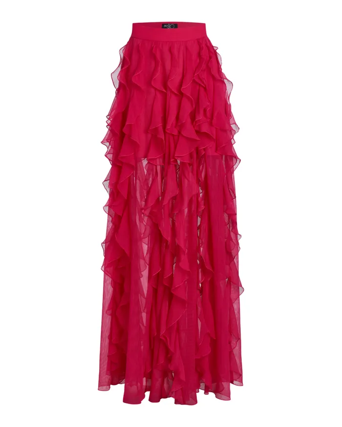 Matching Sets Women Patbo Ruffle Maxi Skirt Fuchsia