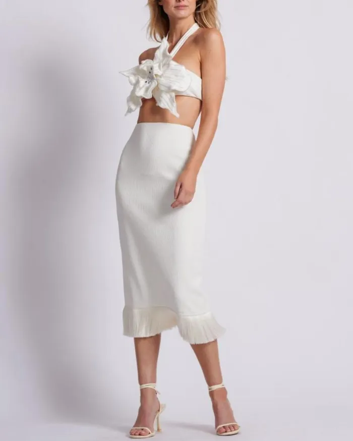Matching Sets Women Patbo Stretch Midi Skirt Ivory