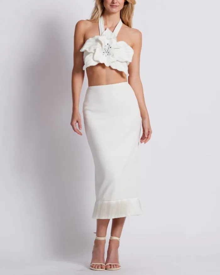 Matching Sets Women Patbo Stretch Midi Skirt Ivory