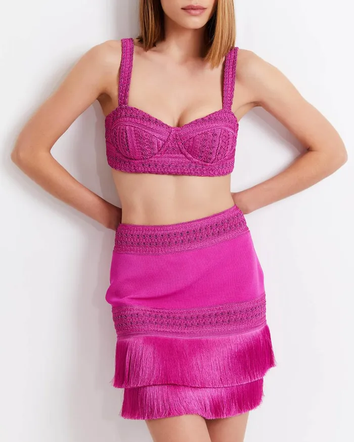 Matching Sets Women Patbo Woven Cropped Top X Harrods Cerise