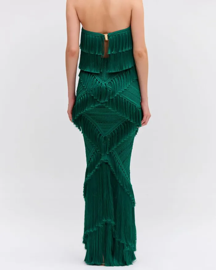 Matching Sets Women Patbo Woven Fringe Trim Maxi Skirt Jade